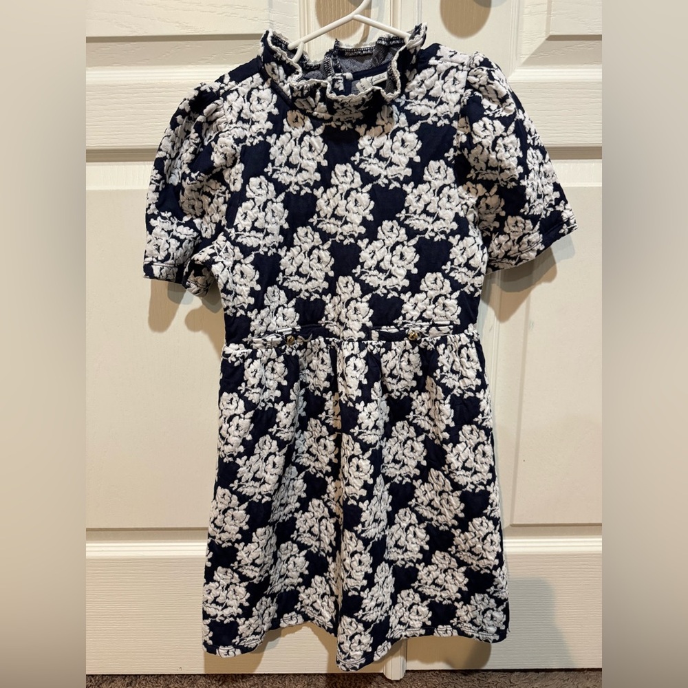 Janie and Jack Navy and White Floral Print Dress Size 8